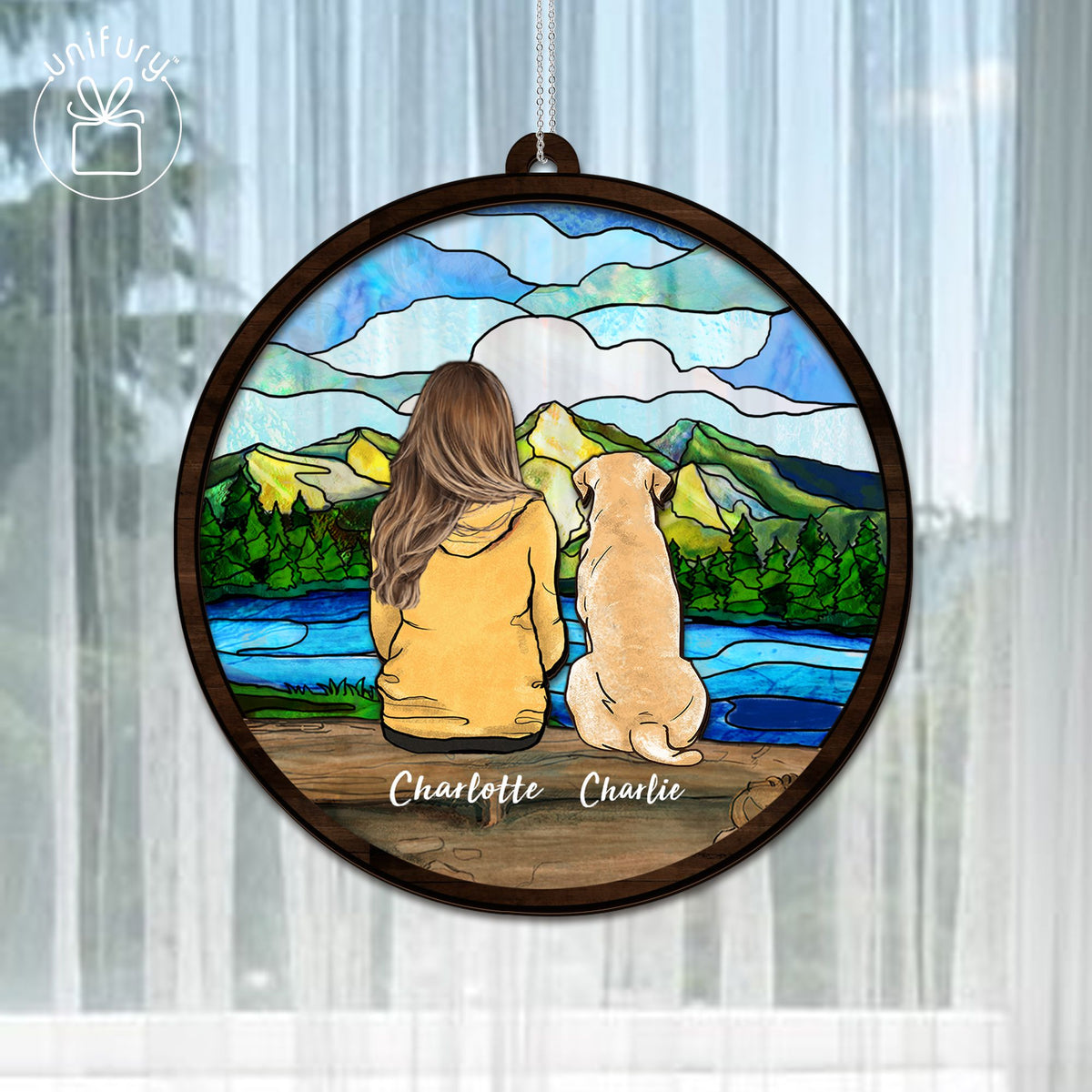 Mountain Suncatcher Ornament Gifts, Personalized Christmas Gifts For Dog Cat Lovers, Dog Mom, Dog Dad