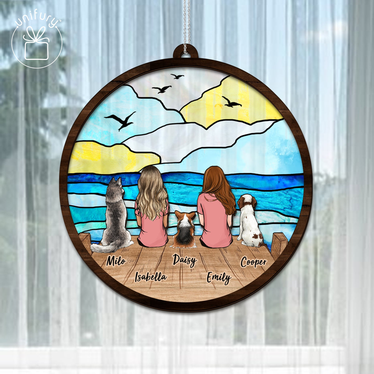 Wooden Dock Suncatcher Ornament Gifts, Personalized Christmas Gifts For Dog Cat Lovers