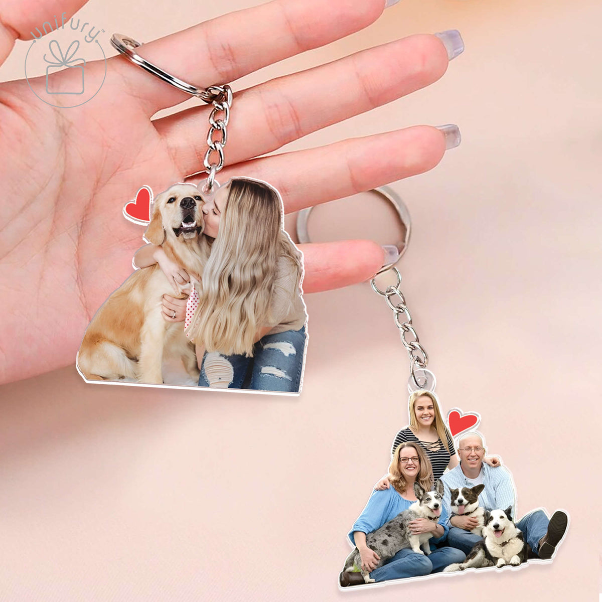 Family Photo Cut Shape Transparent Acrylic Keychain