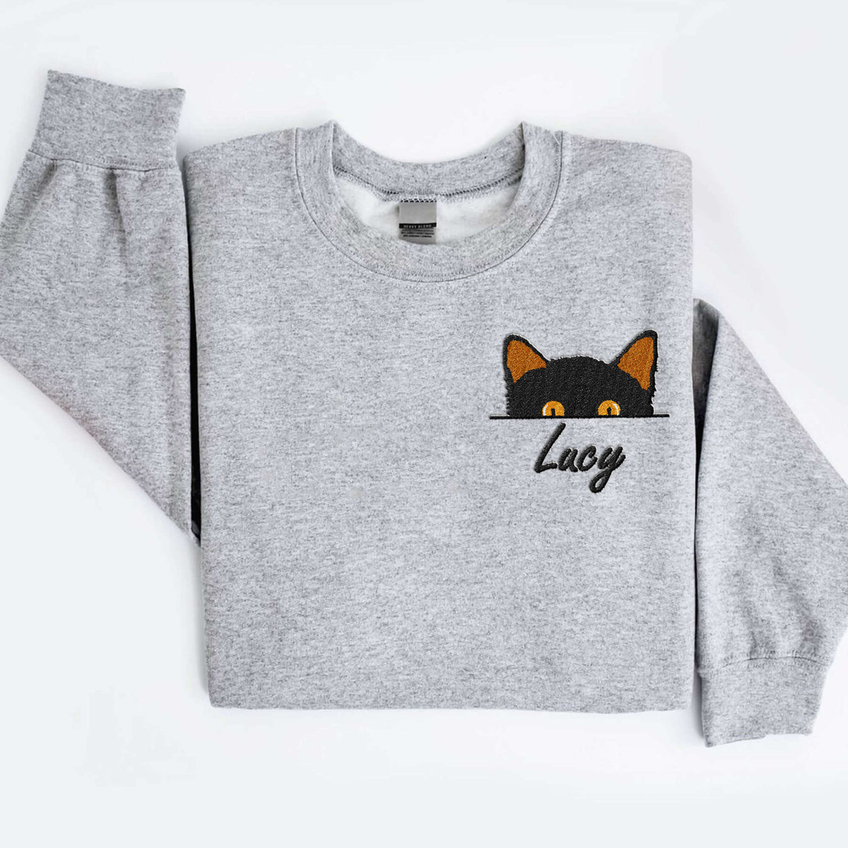 Cat Peeking Hiding Custom Name Embroidered Sweatshirt