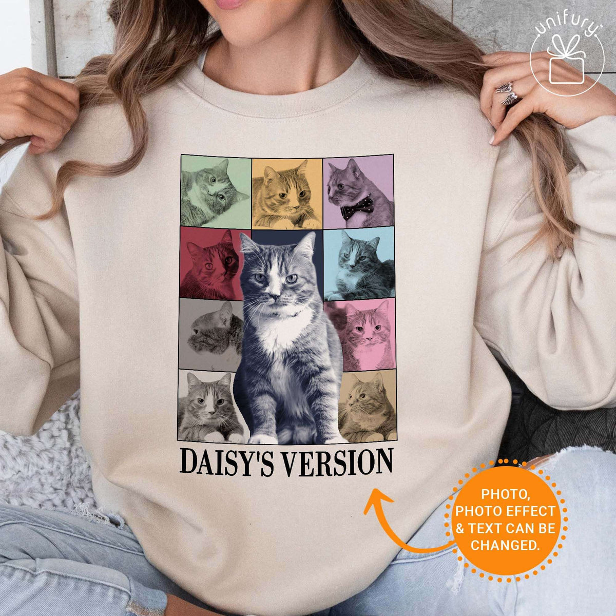 Cat&#39;s Version Bootleg Sleeve Printed Standard Sweatshirt