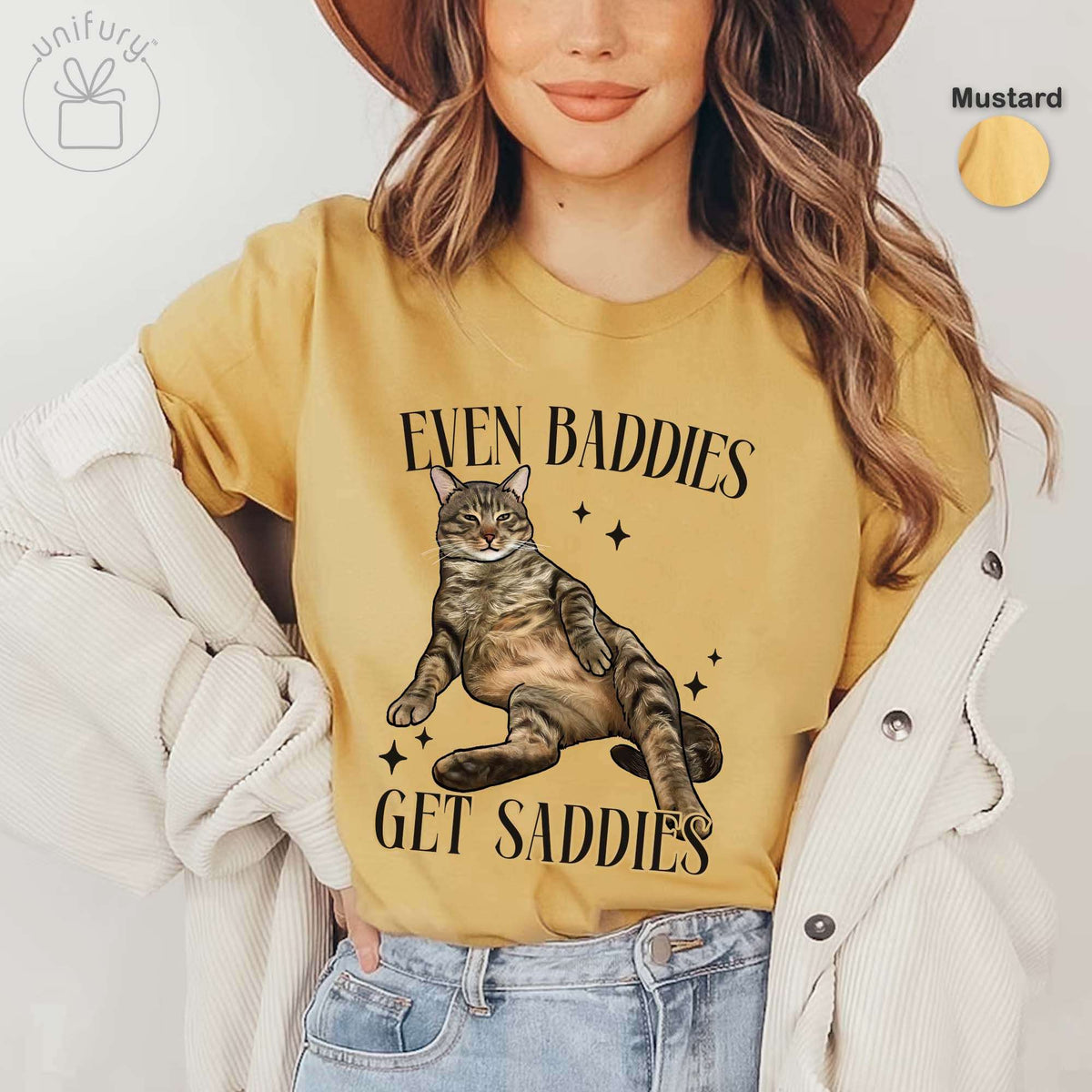 Even Baddies Get Saddies Funny Cat Comfort Colors T-shirt