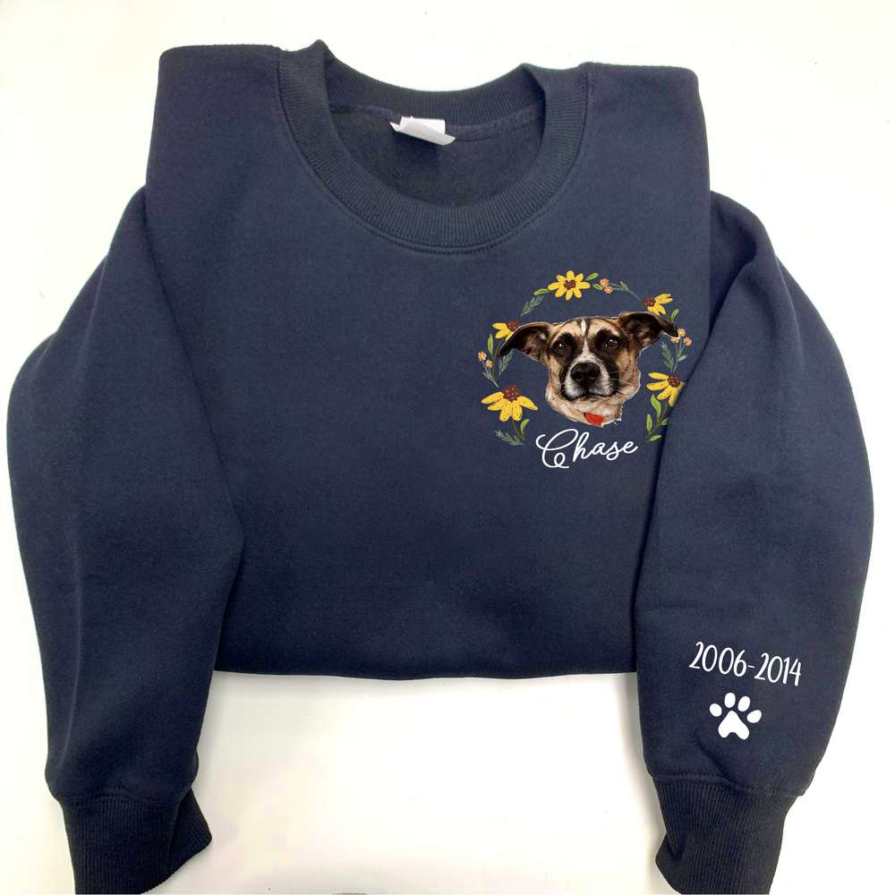 Custom Dog Portrait Sleeve Printed Standard Sweatshirt For Dog Lovers