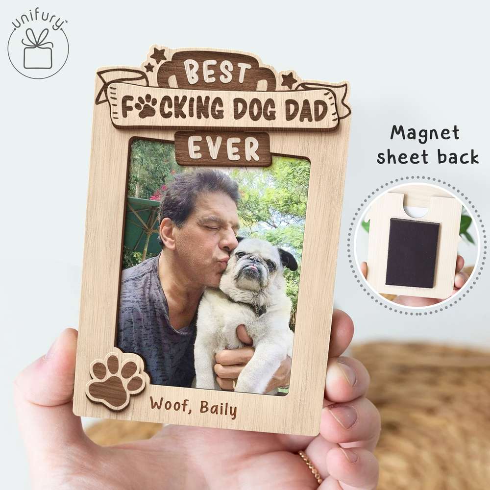 Best Dog Dad Ever Custom Photo Fridge Photo Magnet