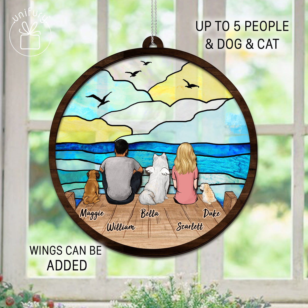 Wooden Dock Suncatcher Ornament Gifts, Personalized Christmas Gifts For Dog Cat Lovers