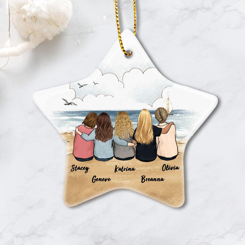 Personalized best friend sitting on beach star ornament gift for best friends or sisters