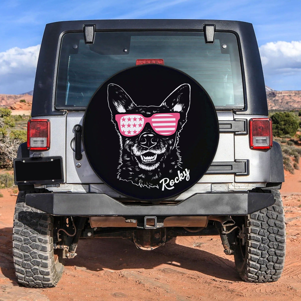 Custom Proud Patriotic Dog Photo Spare Tire Cover
