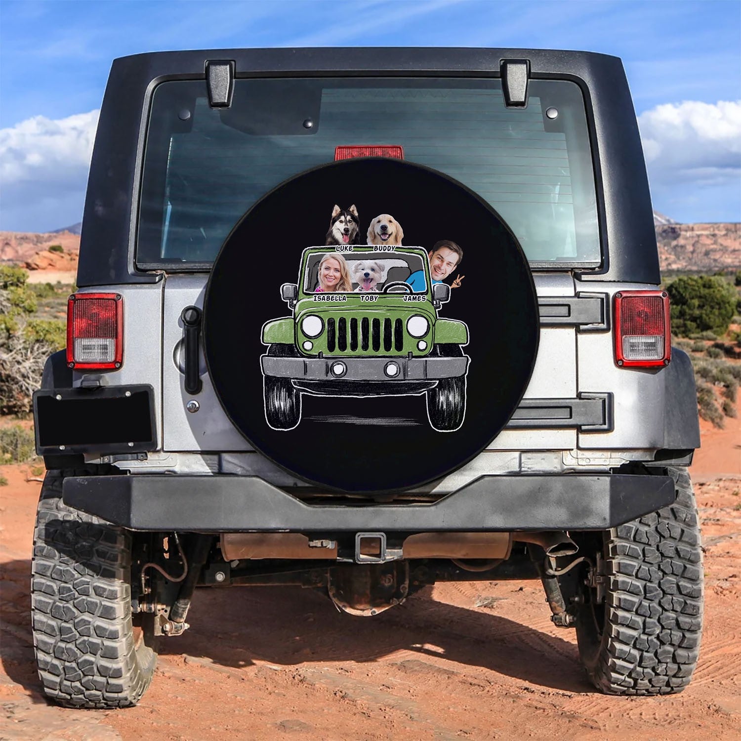Custom Funny Pet Family Photo Jeep Spare Tire Cover