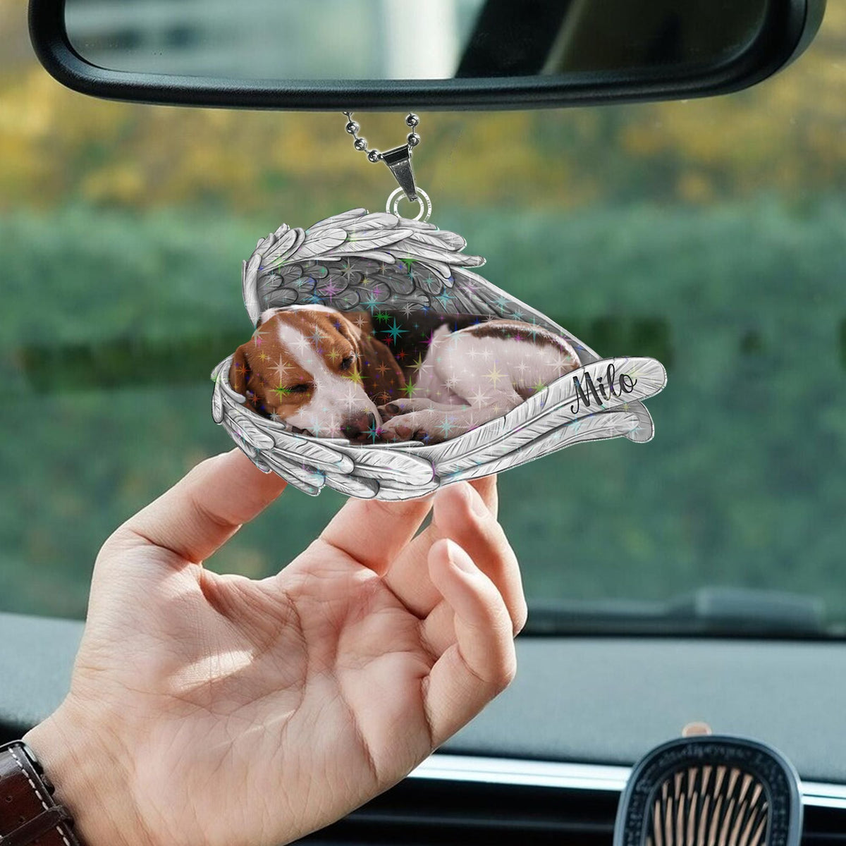 Custom Angel Wings Pet Memorial Car Ornament
