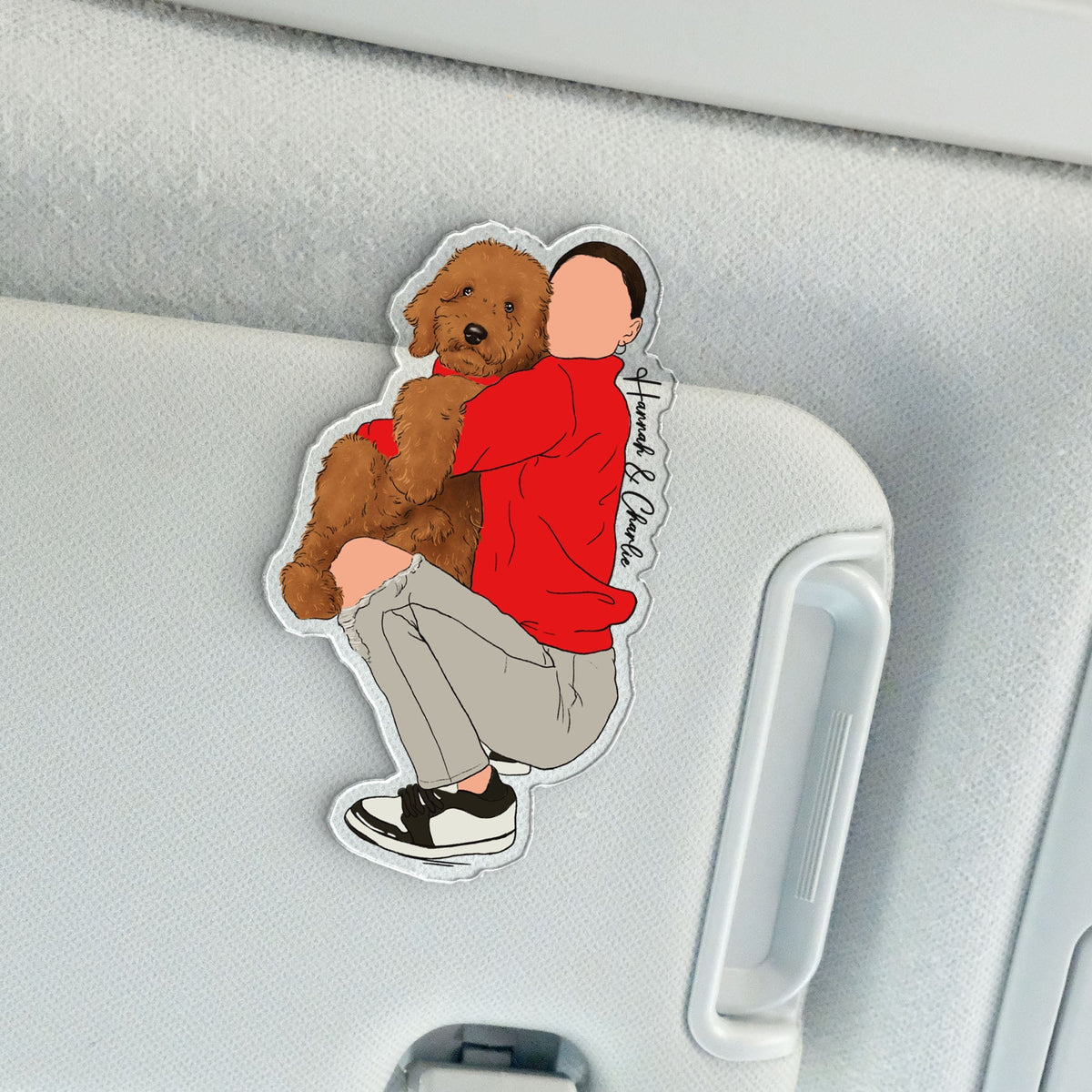 Custom Human Drawing Car Visor Clip