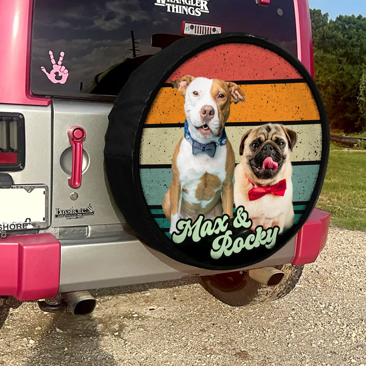 Custom Dog Photo Retro Style Spare Tire Cover