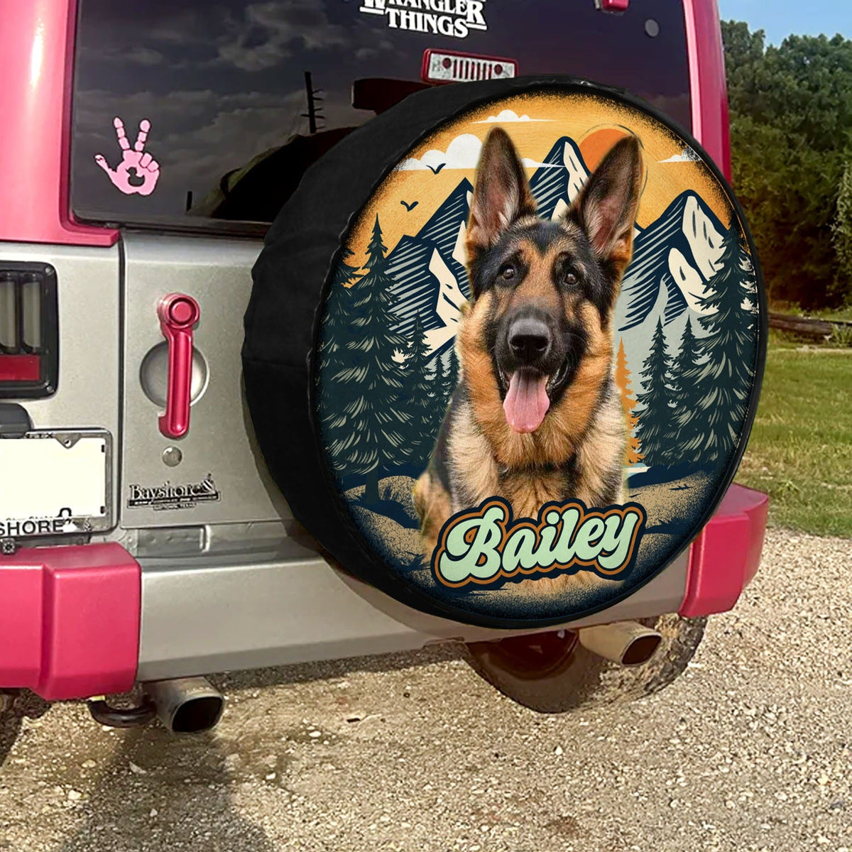 Custom Dog Photo Camping Hiking Spare Tire Cover Retro Style