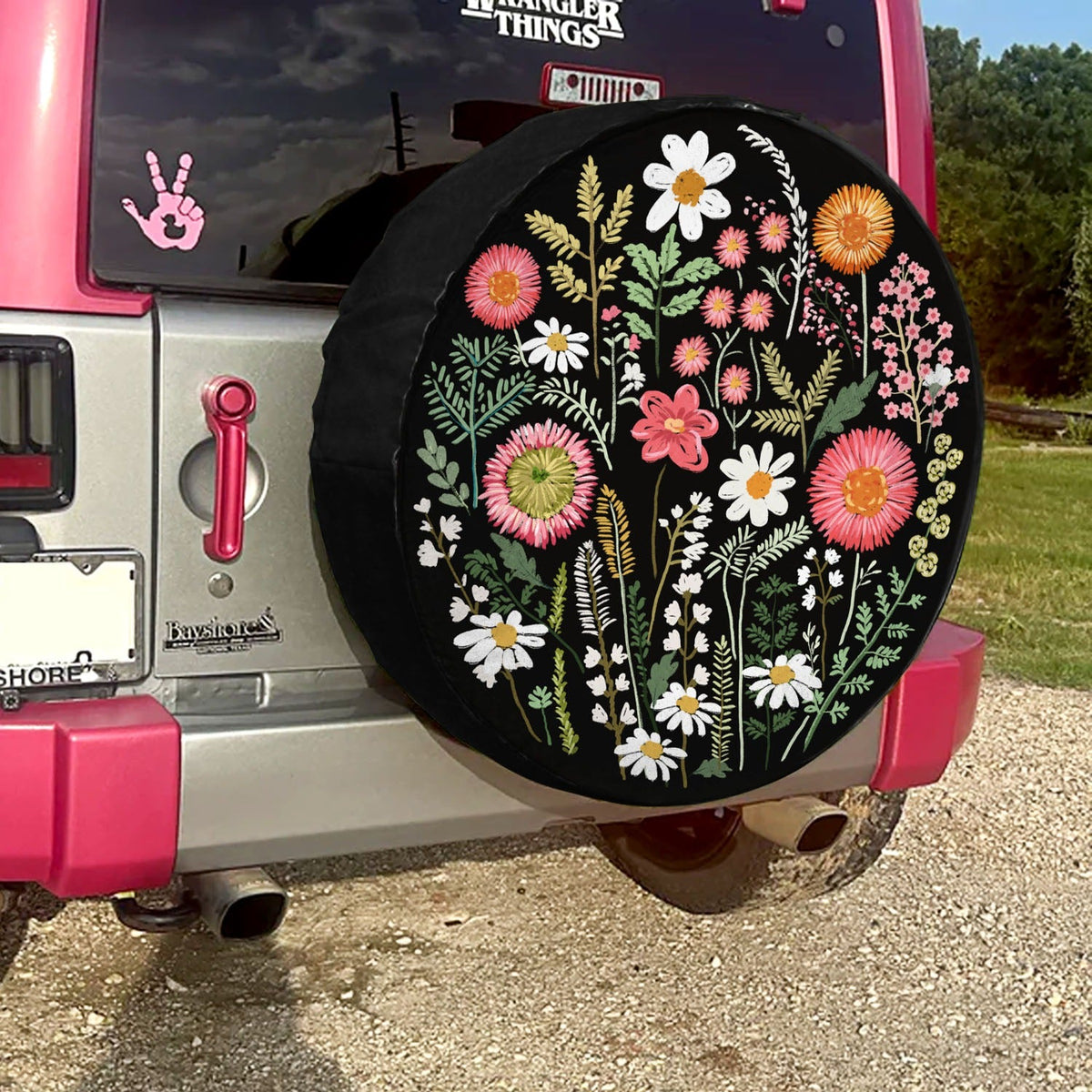 Floral Fixed-Design Spare Tire Cover
