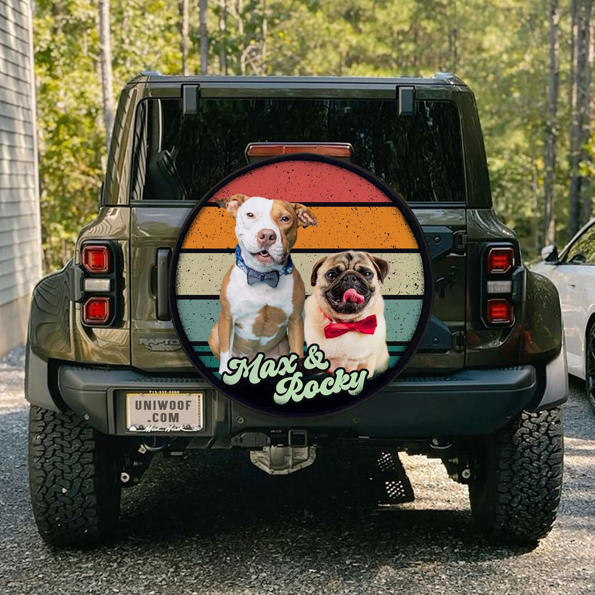 Custom Dog Photo Retro Style Spare Tire Cover