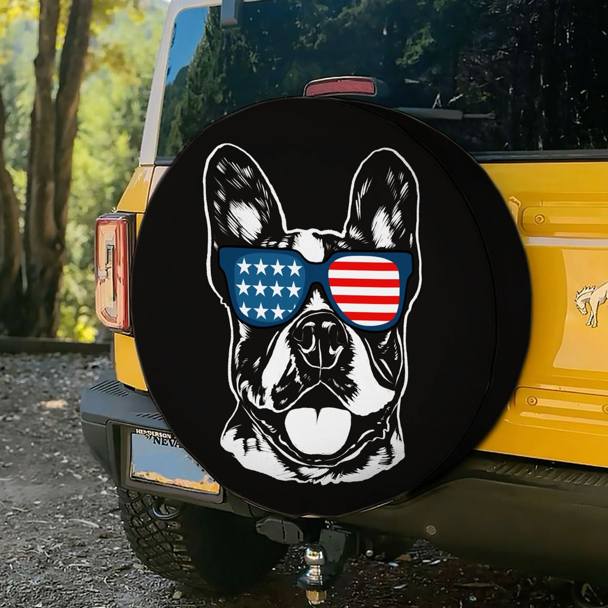 Custom Proud Patriotic Dog Photo Spare Tire Cover