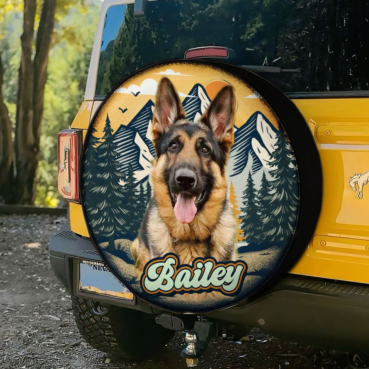 Custom Dog Photo Camping Hiking Spare Tire Cover Retro Style