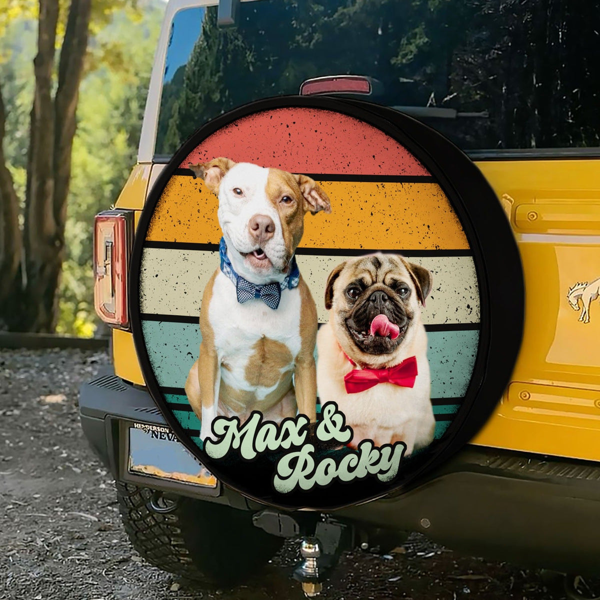 Custom Dog Photo Retro Style Spare Tire Cover