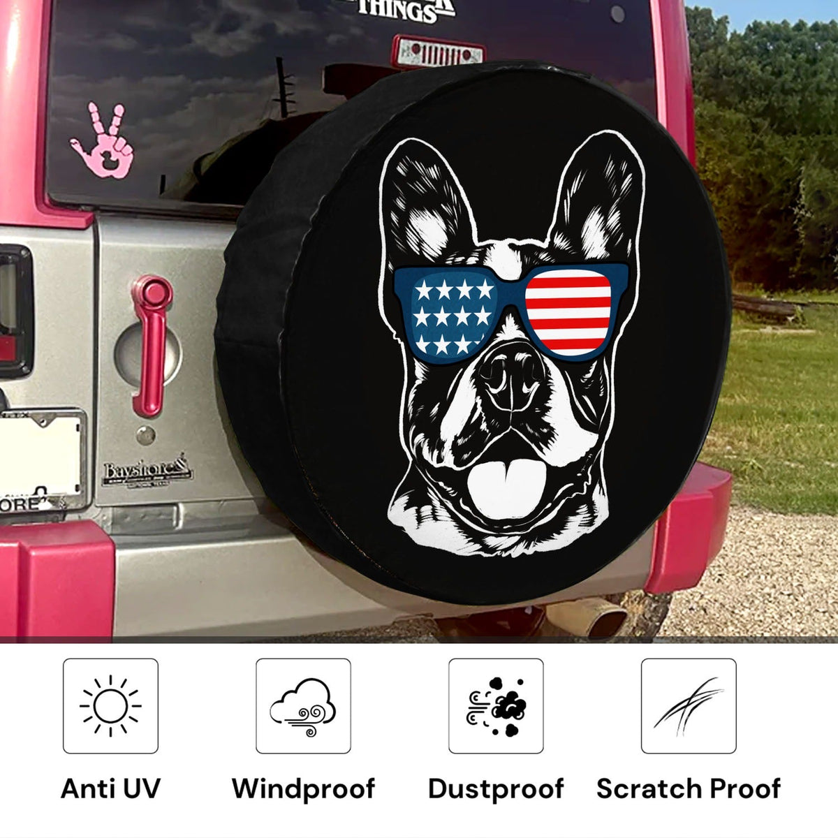 Custom Proud Patriotic Dog Photo Spare Tire Cover