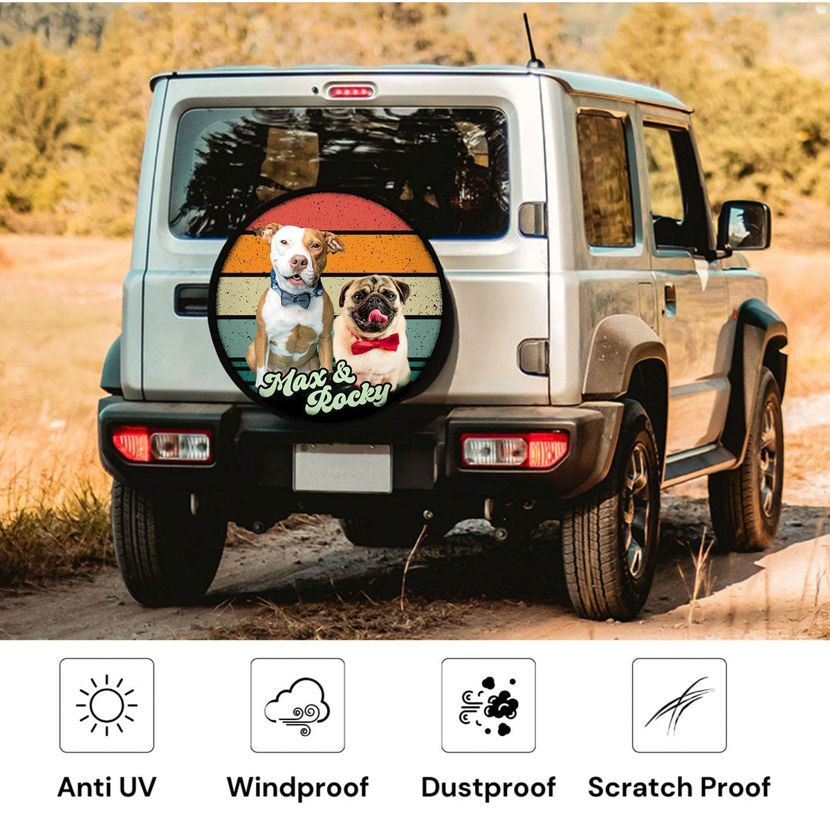 Custom Dog Photo Retro Style Spare Tire Cover