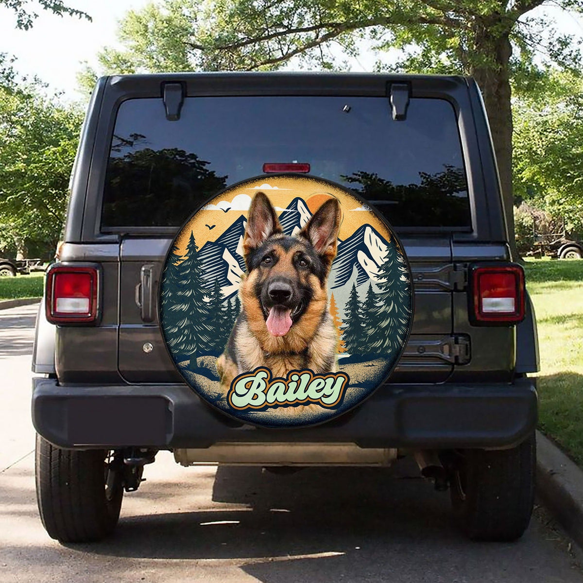 Custom Dog Photo Camping Hiking Spare Tire Cover Retro Style
