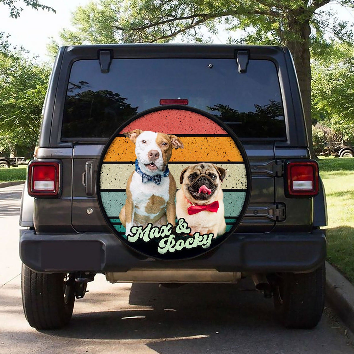 Custom Dog Photo Retro Style Spare Tire Cover