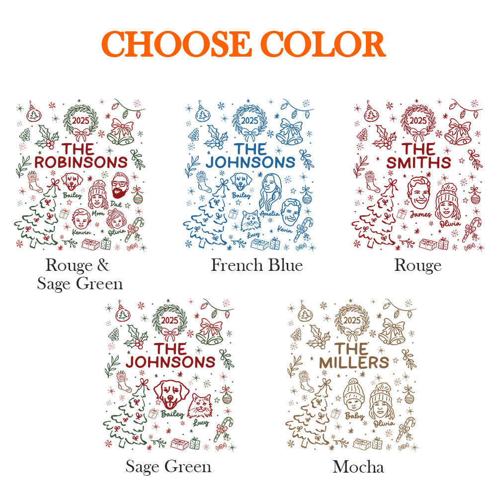 Custom Lineart Doodle Drawing Family Sweatshirt - Sweatshirt For Family - Christmas Gifts For Family