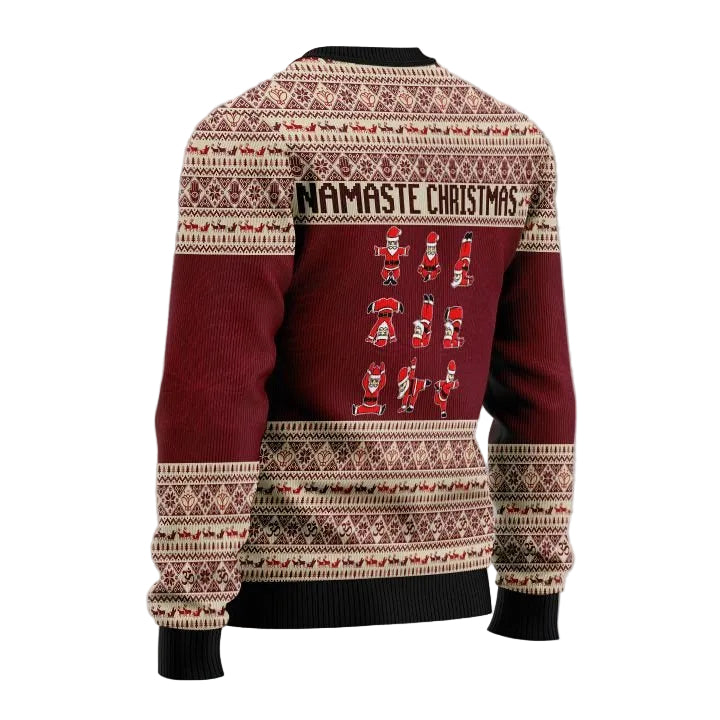 Yoga Santa Claus Ugly Christmas Sweater, Unisex Xmas Party Outfit, Fun Holiday Gift for Yoga and Fitness Lovers
