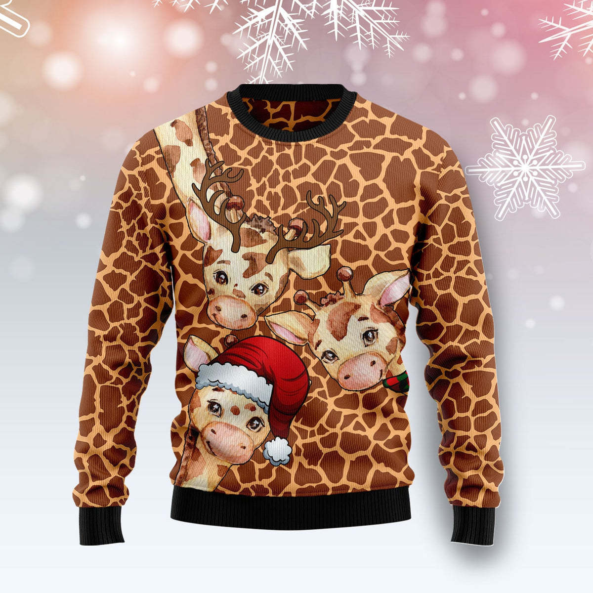 Giraffe Funny Ugly Christmas Sweater | All-Over Print for Giraffe Lovers | Festive Party Top for Giraffe Lovers