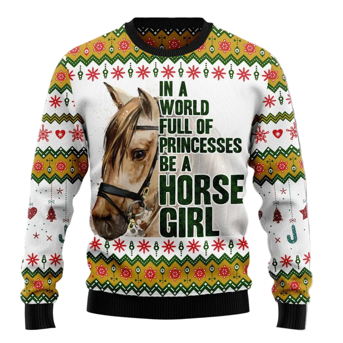 Horse Girl Ugly Christmas Sweater, Equestrian Holiday Pullover for Horse Lovers, Holiday Gift and Party Outfit