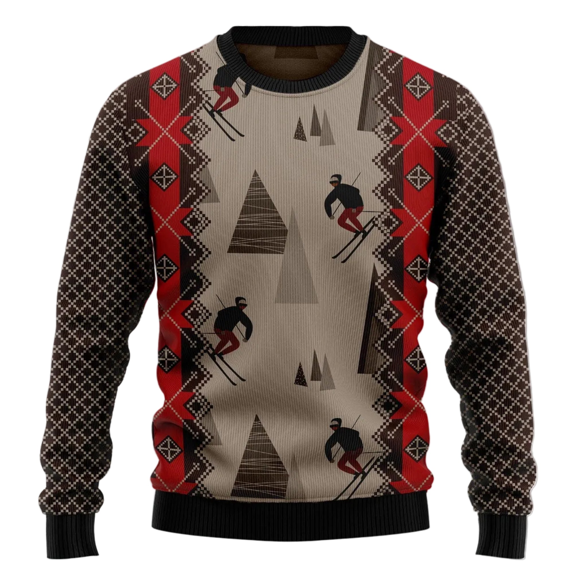 Vintage Skiing Beauty Ugly Christmas Sweater, Retro Ski Holiday Pullover, Holiday Gatherings and Family Photos