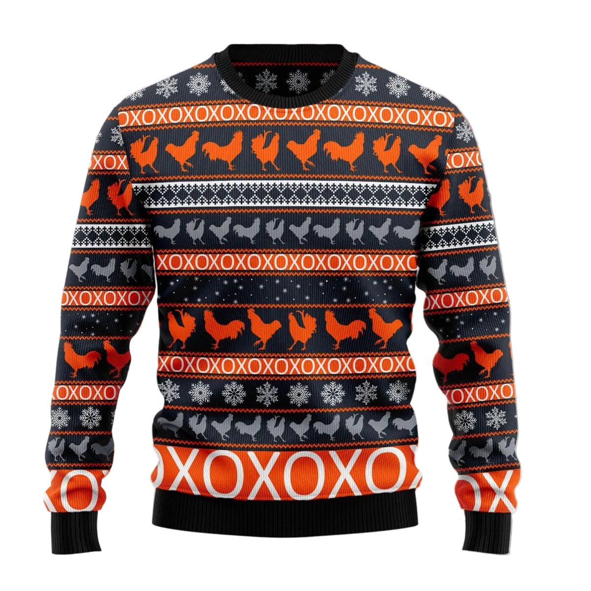 Chicken Christmas Pattern Ugly Christmas Sweater, Holiday Party Pullover for Men and Women, Gift for Chicken Lovers