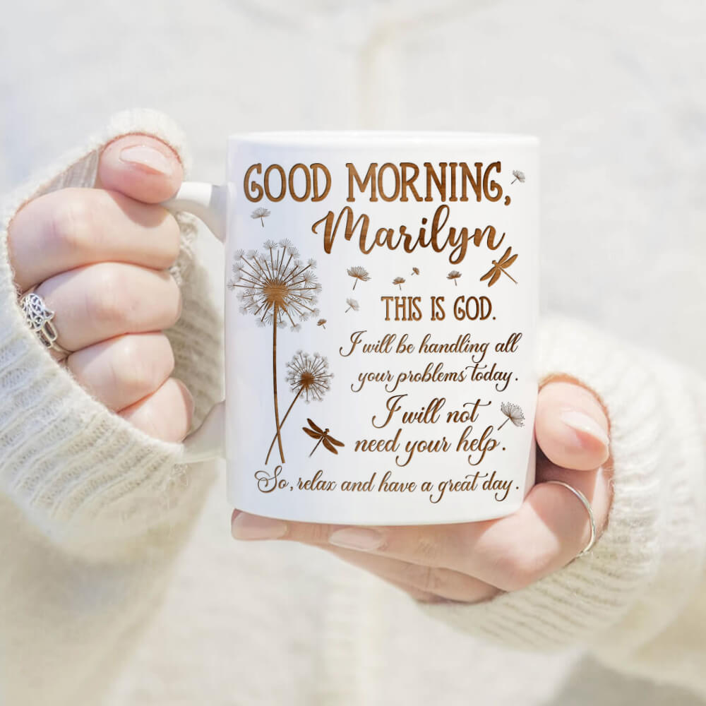 Good Morning Personalized Christian Edge to Edge Mugs For Mom Grandma Aunt Sister Wife Friends Coworkers -Bible Verse Mug