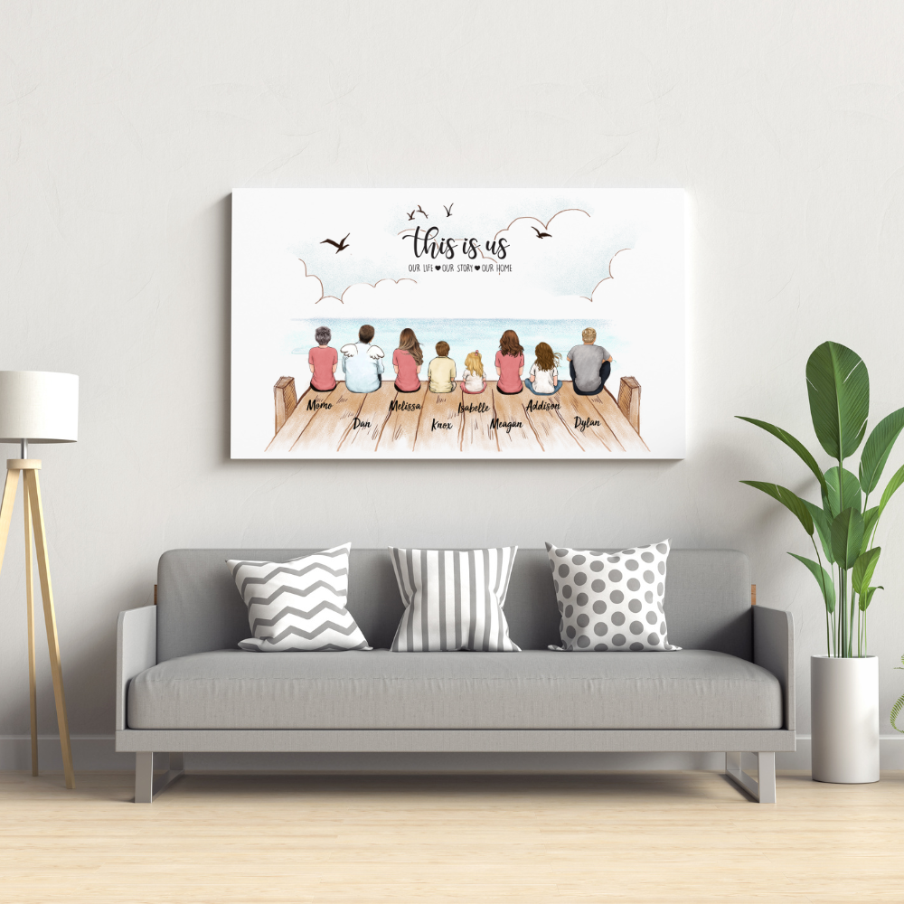 Printable Digital File - Personalized gifts for the whole family with custom message - UP TO 8 PEOPLE - Wooden dock- Digital PNG Download