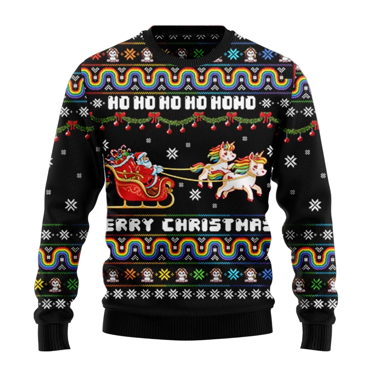 Unicorn Ugly Christmas Sweater, Merry Christmas Holiday Pullover for Unicorn Lovers and Festive Winter Parties