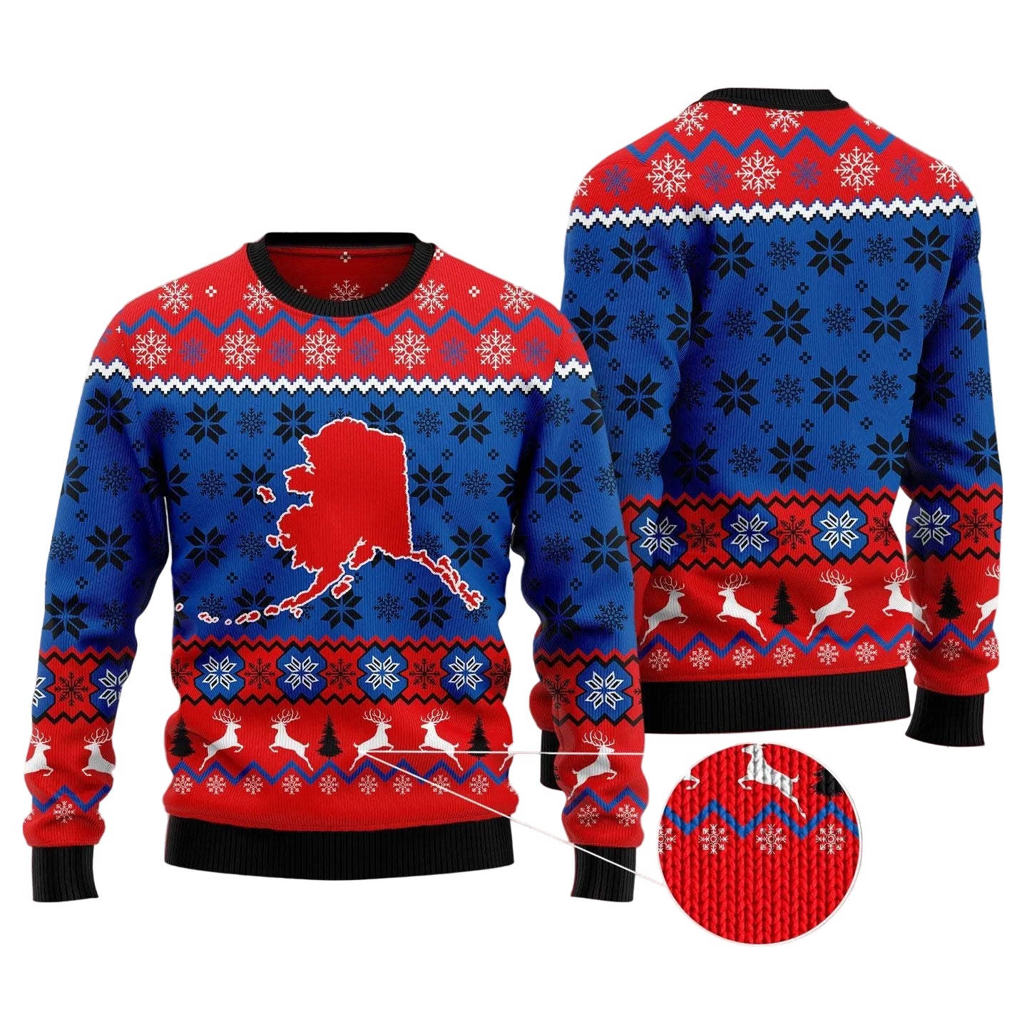 Sweet Home Alaska Ugly Christmas Sweater, Alaska State Holiday Inspired Print, Holiday Party Pullover for Adults