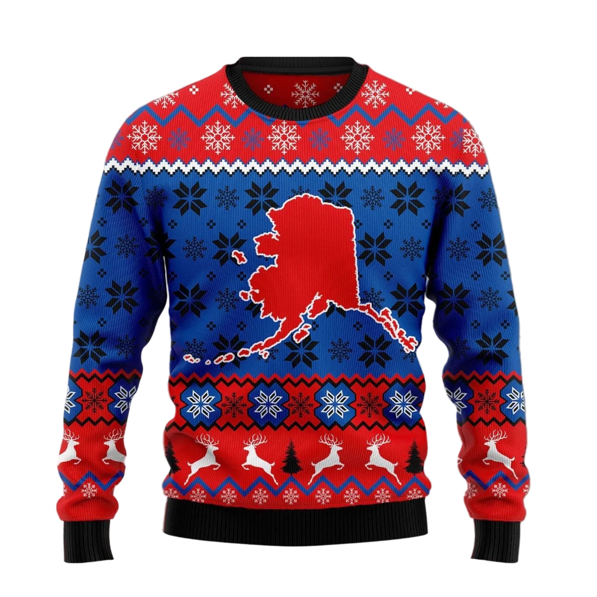 Sweet Home Alaska Ugly Christmas Sweater, Alaska State Holiday Inspired Print, Holiday Party Pullover for Adults