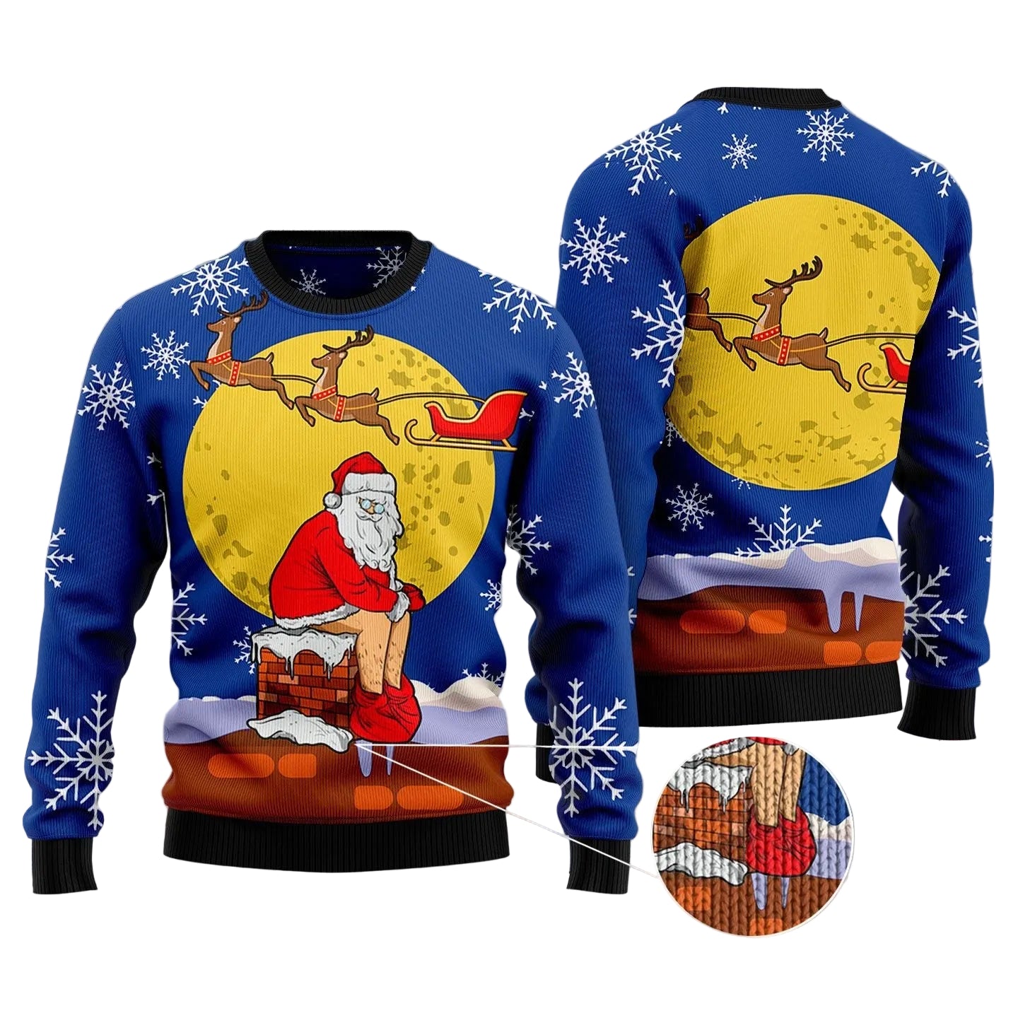 Funny Santa Claus Ugly Christmas Sweater for Men and Women, Festive Holiday Party Outfit and Gift for Santa Fans