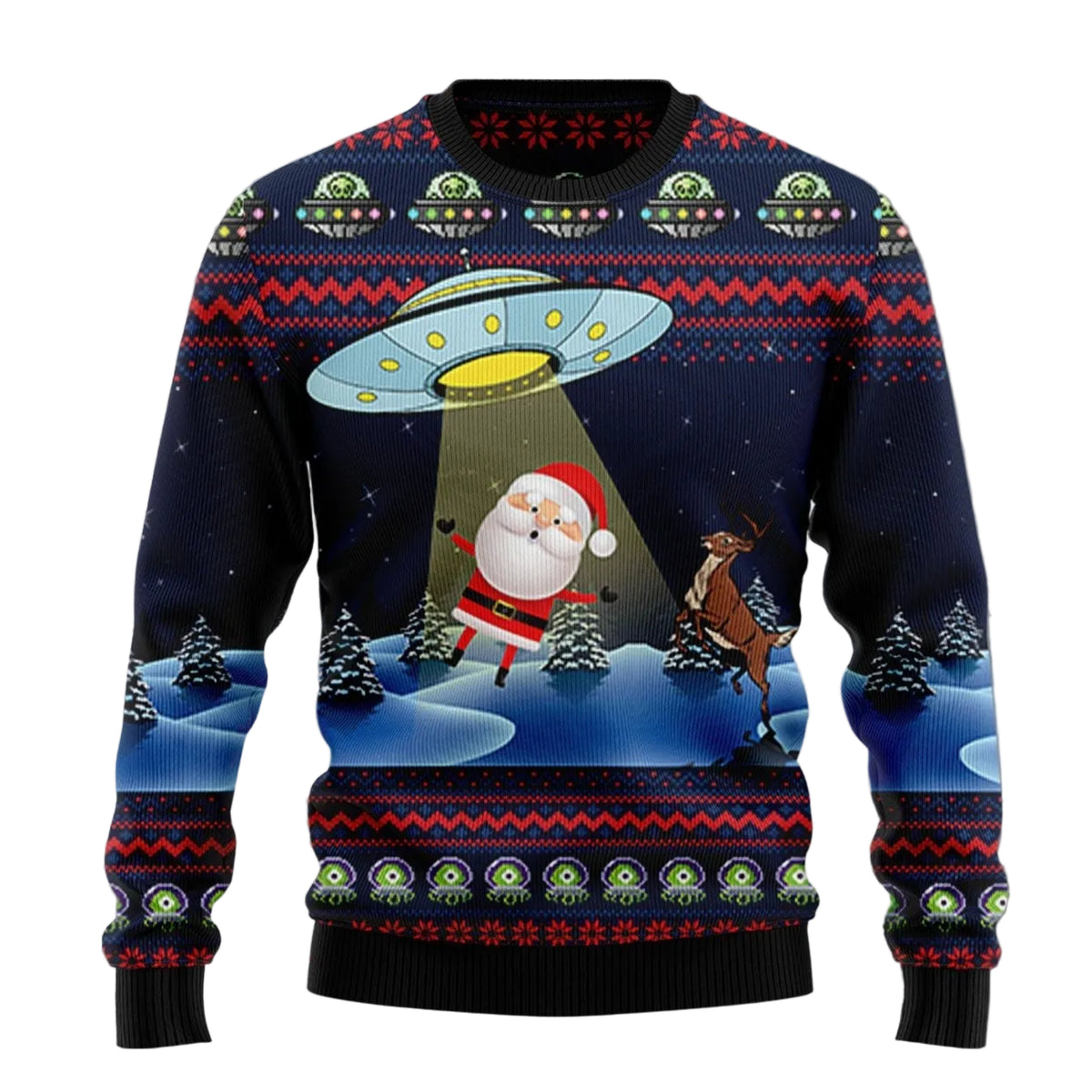 Christmas Alien Ugly Christmas Sweater, Funny Space Alien Pullover for Sci Fi Fans, Festive Winter Party Outfit