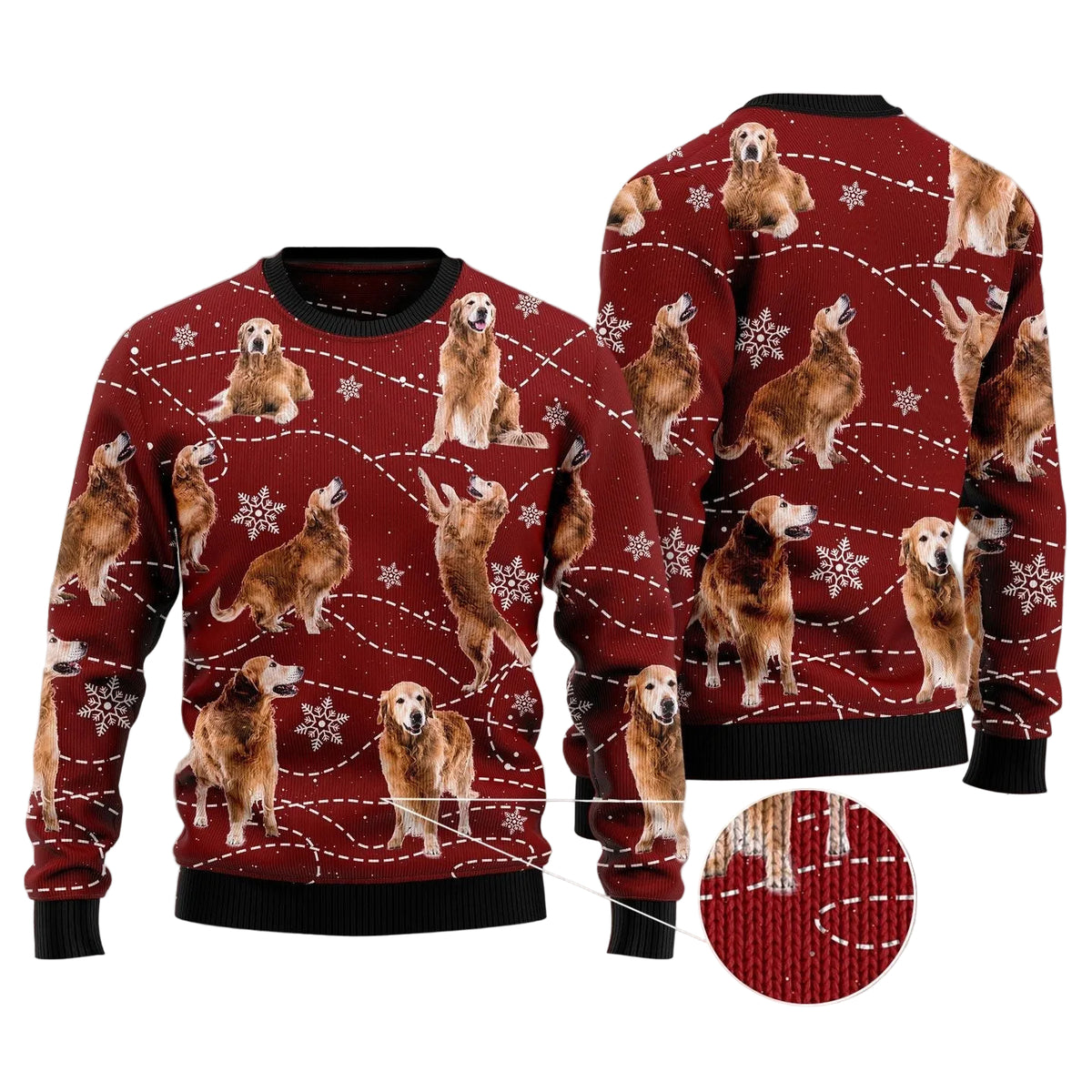Golden Retriever Christmas Ugly Christmas Sweater, Cute Dog Holiday Pullover for Golden Retriever Owners