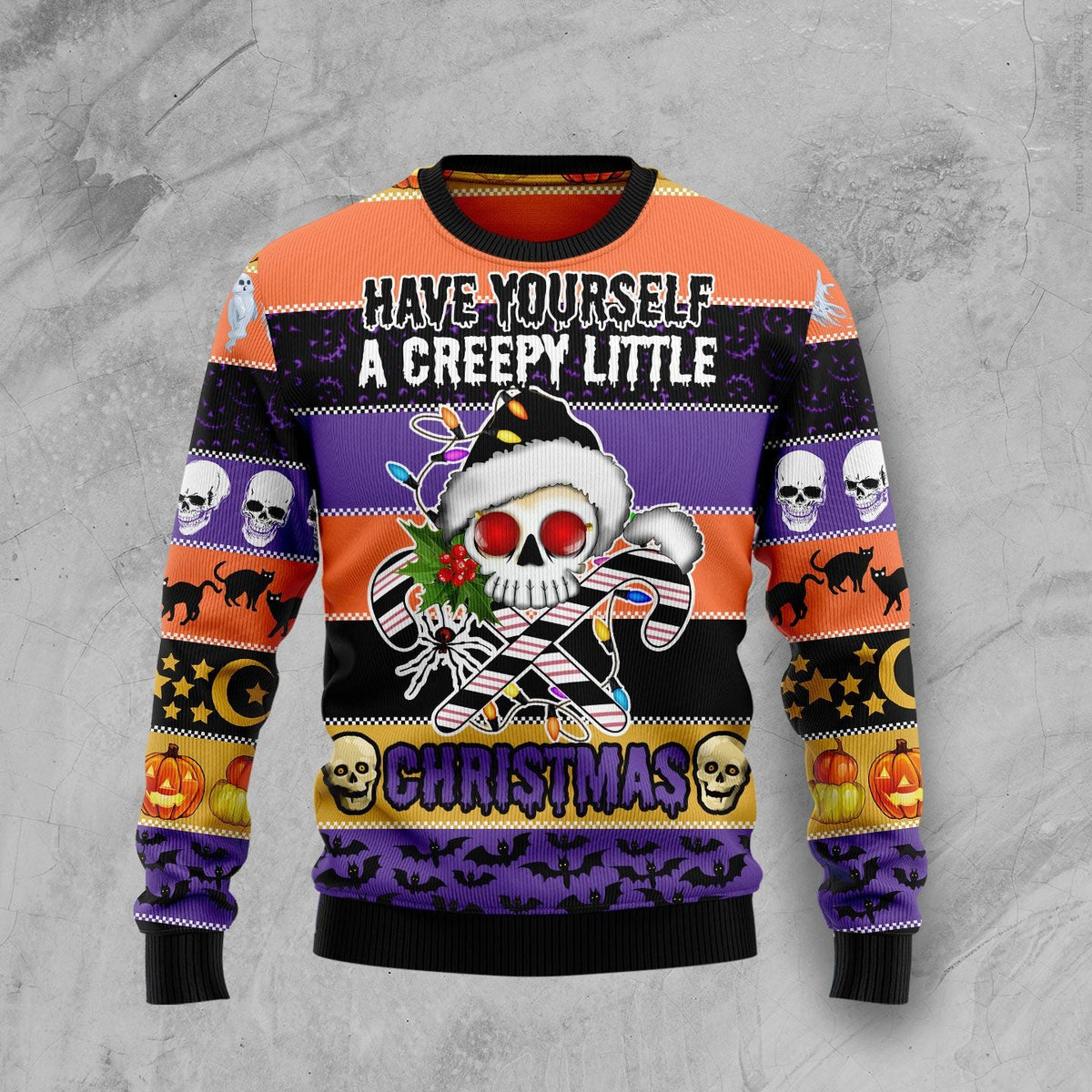 Skull Creepy Christmas Ugly Christmas Sweater, Creepy Gothic Skull Holiday Design, Holiday Sweater for Adults