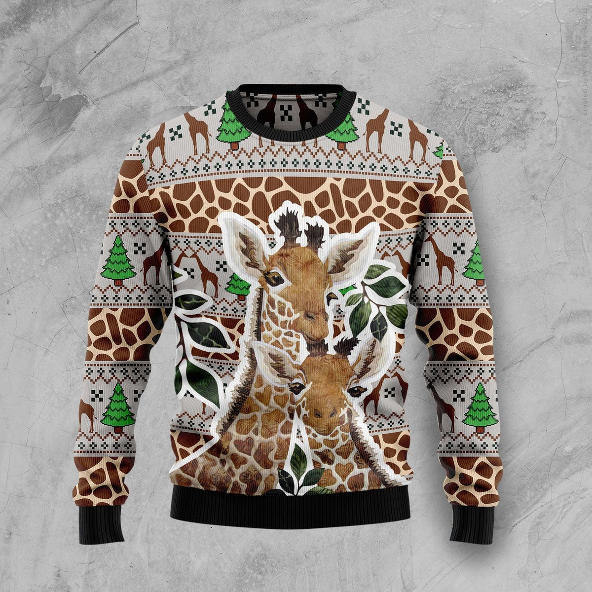 Giraffe Family Ugly Christmas Sweater | Fun Holiday Look for Men & Women | Festive Party Top for Giraffe Lovers
