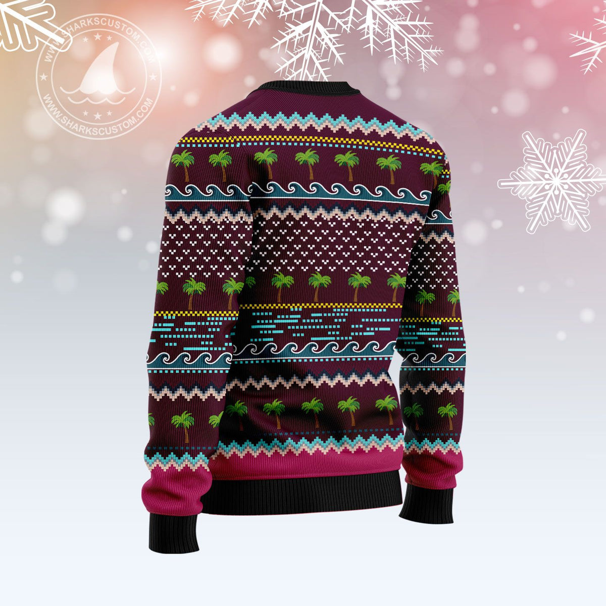 Flamingo Trouble Ugly Christmas Sweater, Tropical Pink Flamingo Holiday Pullover for Flamingo Lovers and Beach Fans