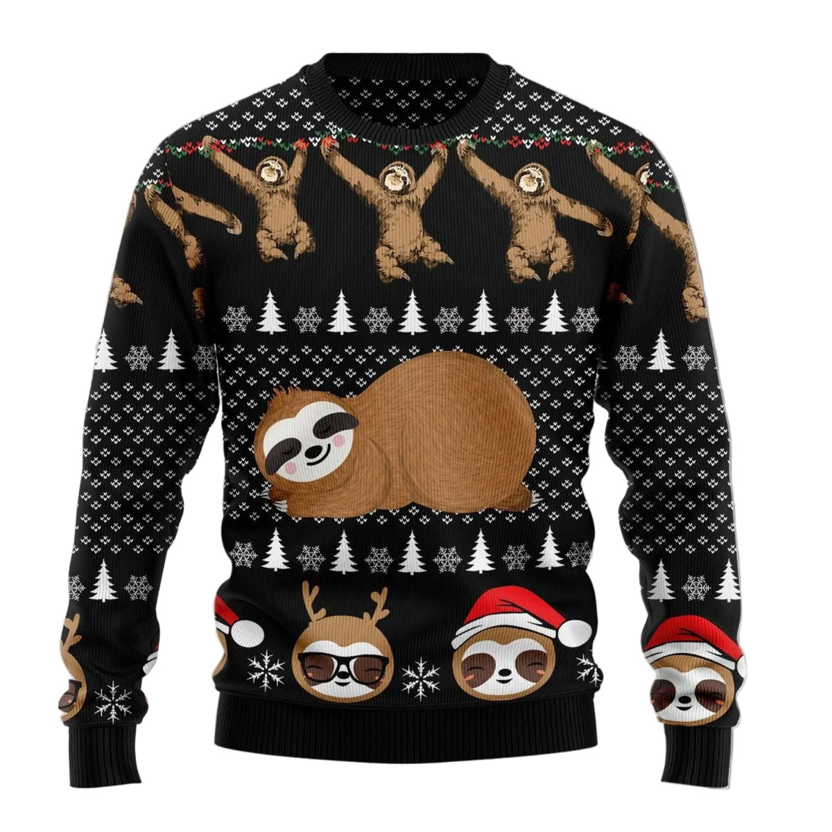 Crazy Sloth Ugly Christmas Sweater, Funny Sloth Holiday Pullover for Animal Lovers, Festive Winter Party Outfit