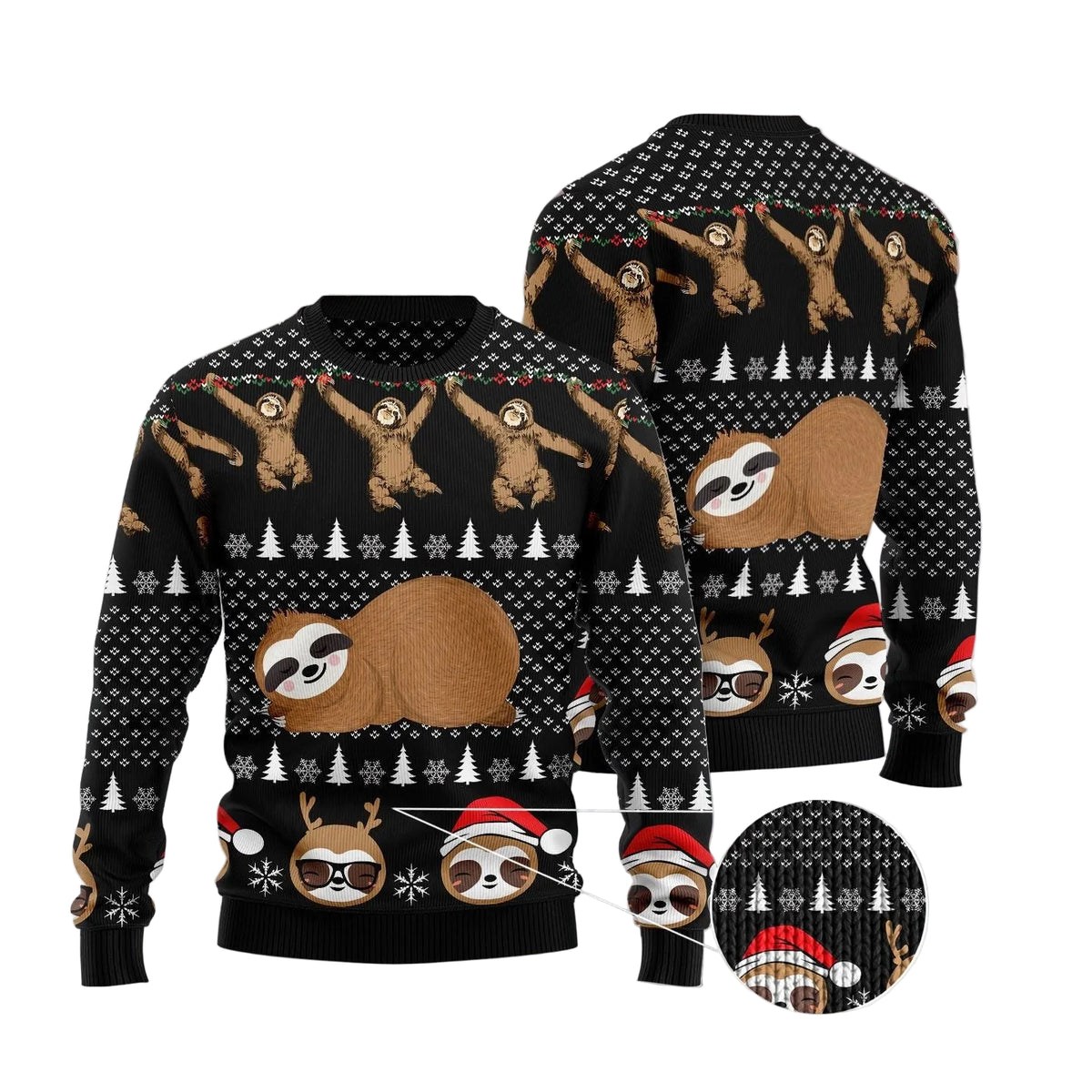 Crazy Sloth Ugly Christmas Sweater, Funny Sloth Holiday Pullover for Animal Lovers, Festive Winter Party Outfit