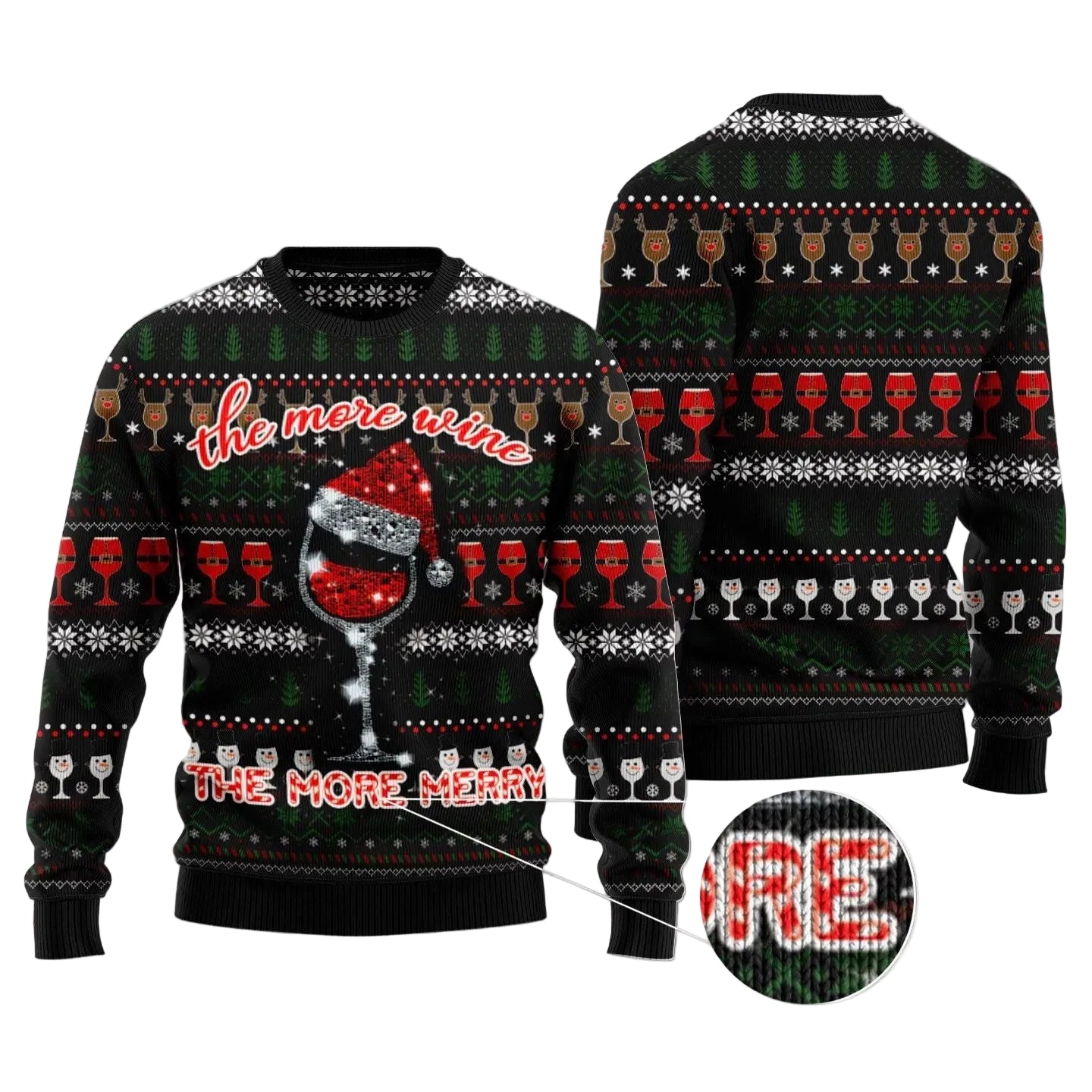 Red Wine More Merry Ugly Christmas Sweater for Men and Women, Funny Holiday Party Outfit, Gift for Wine Lovers
