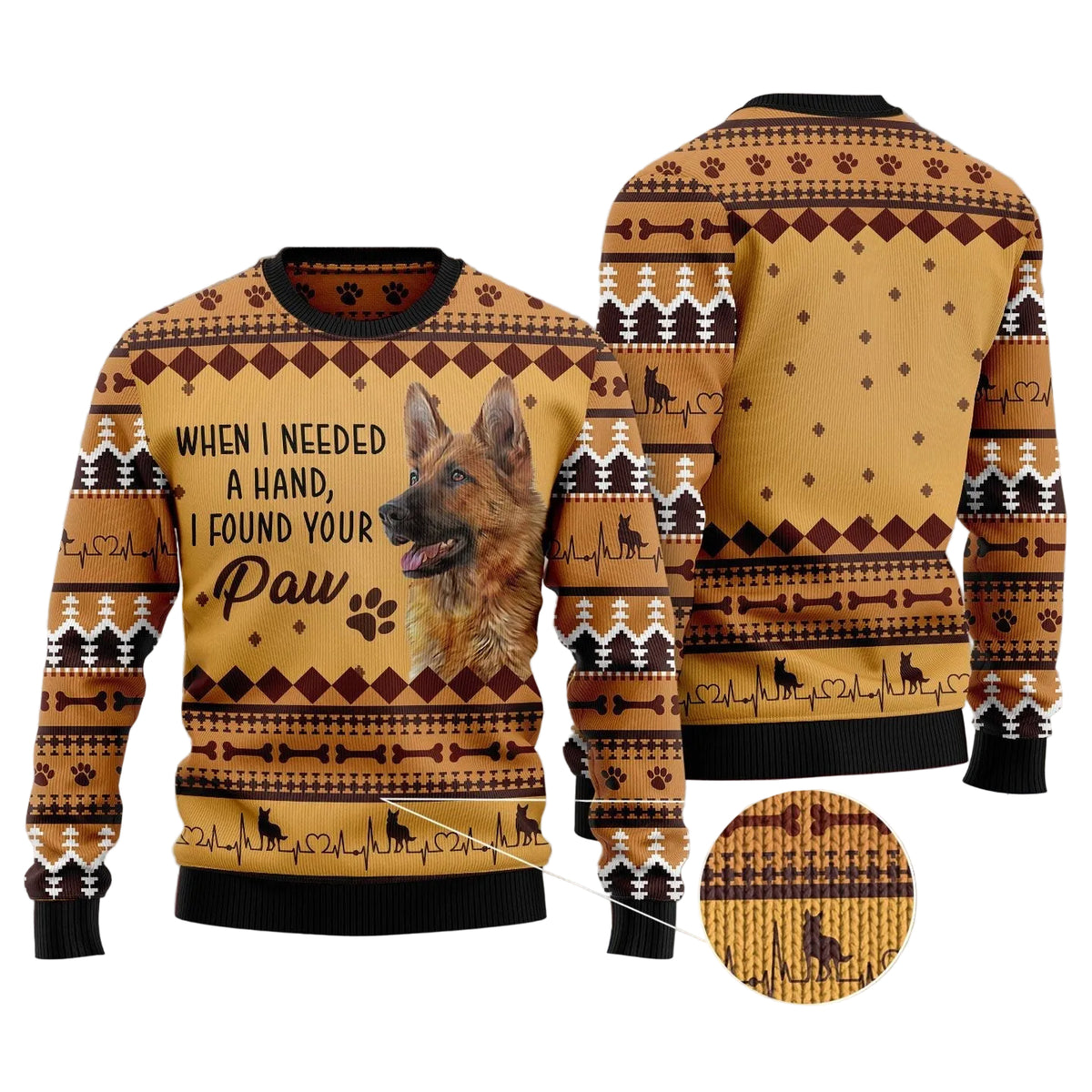 German Shepherd When I Need a Hand Ugly Christmas Sweater, Unisex Holiday Party Outfit for German Shepherd Owners