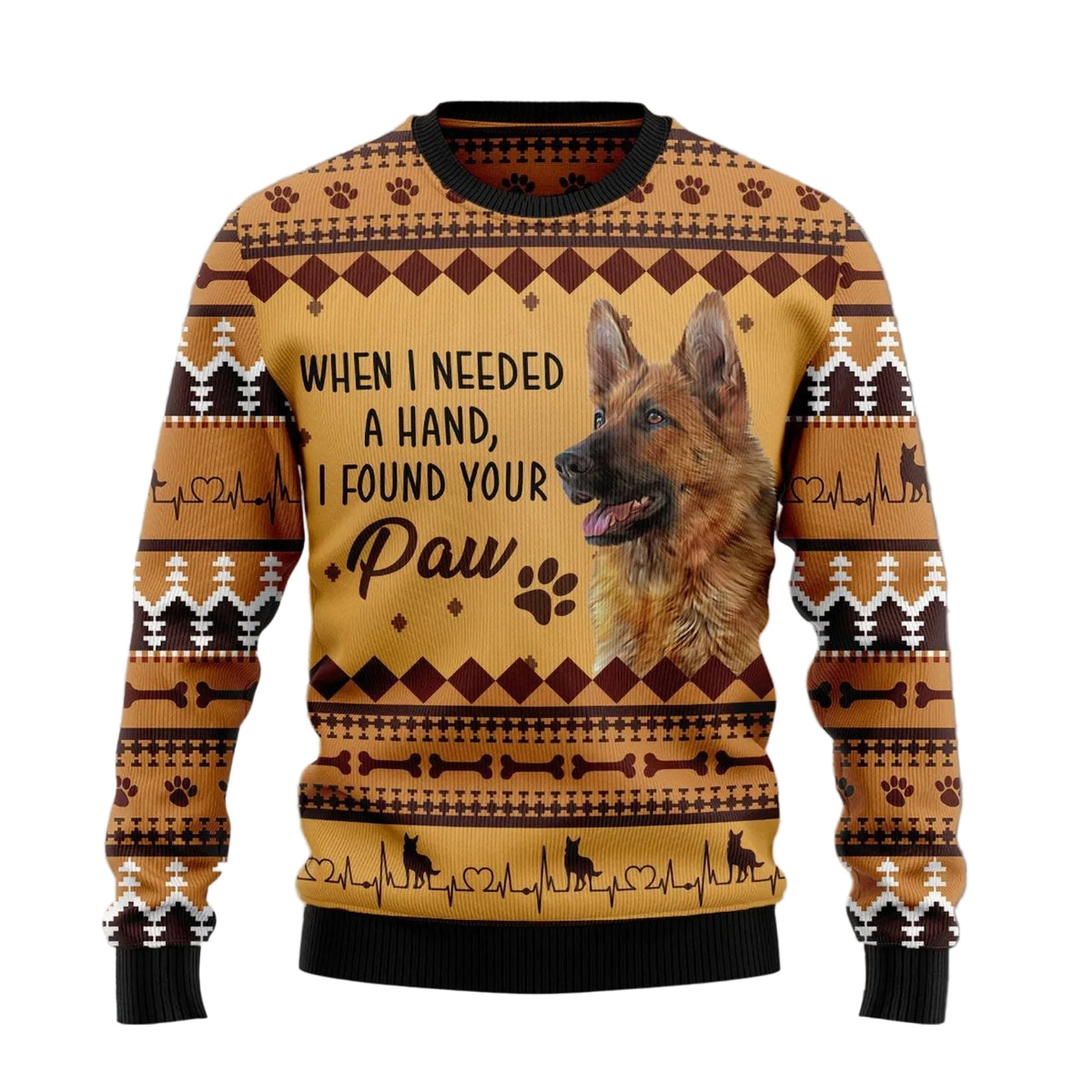 German Shepherd When I Need a Hand Ugly Christmas Sweater, Unisex Holiday Party Outfit for German Shepherd Owners