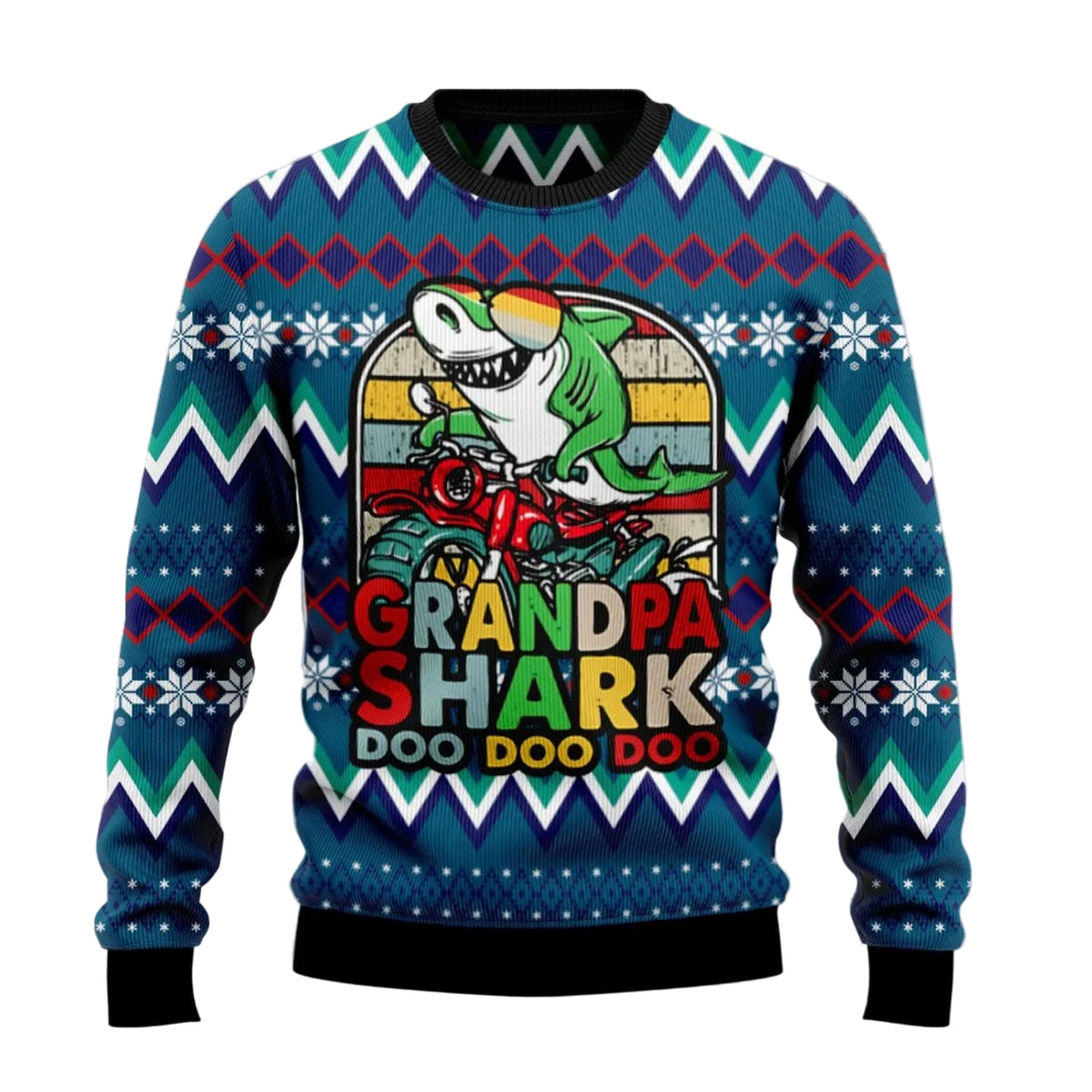 Grandpa Shark Dododo Ugly Christmas Sweater, Funny Grandpa Shark Holiday Theme, Holiday Party Pullover for Adults