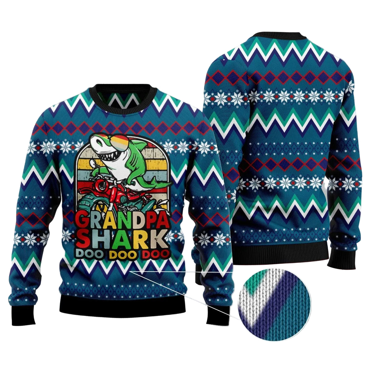 Grandpa Shark Dododo Ugly Christmas Sweater, Funny Grandpa Shark Holiday Theme, Holiday Party Pullover for Adults