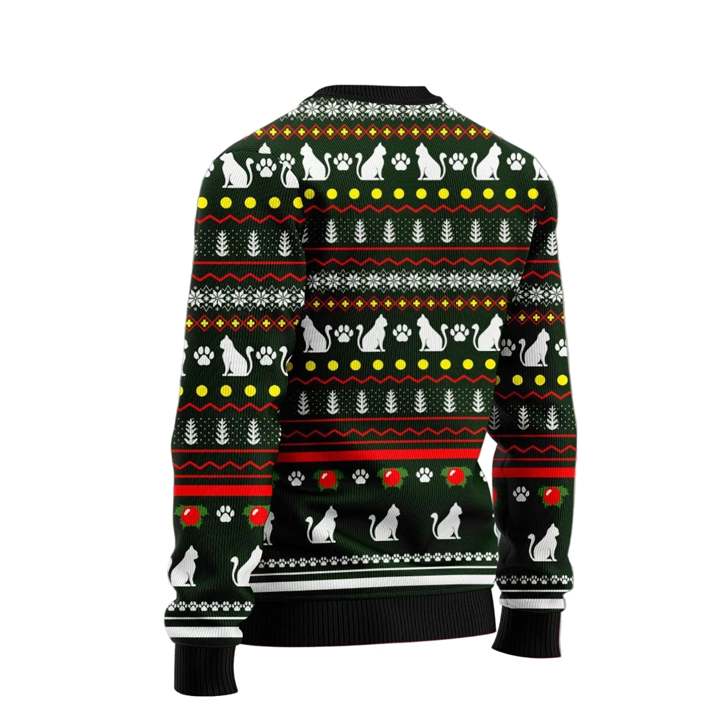 Meowy Catmas Ugly Christmas Sweater, Funny Cat Holiday Pullover for Cat Lovers, Cat Moms and Festive Winter Parties